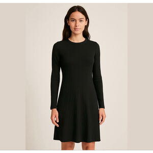 ZARA black ribbed cotton short dress Sz L